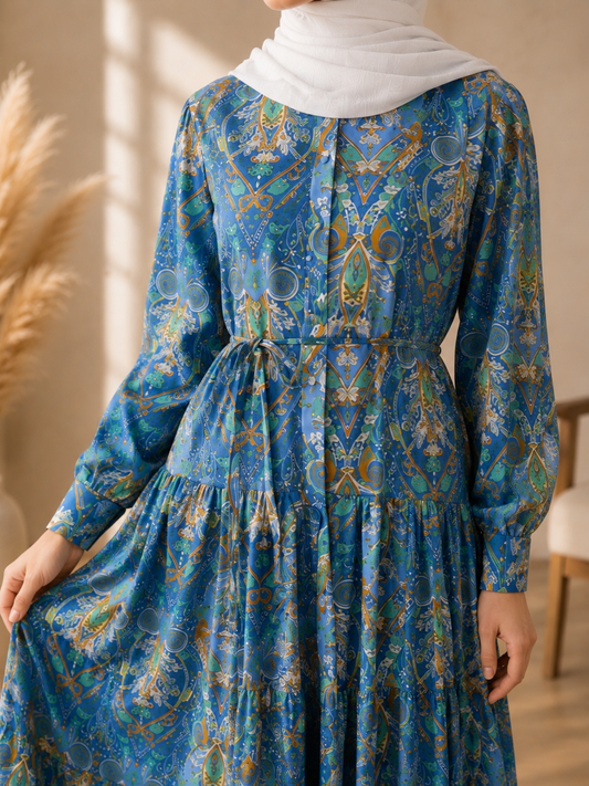 Paisley-Inspired Printed Dress