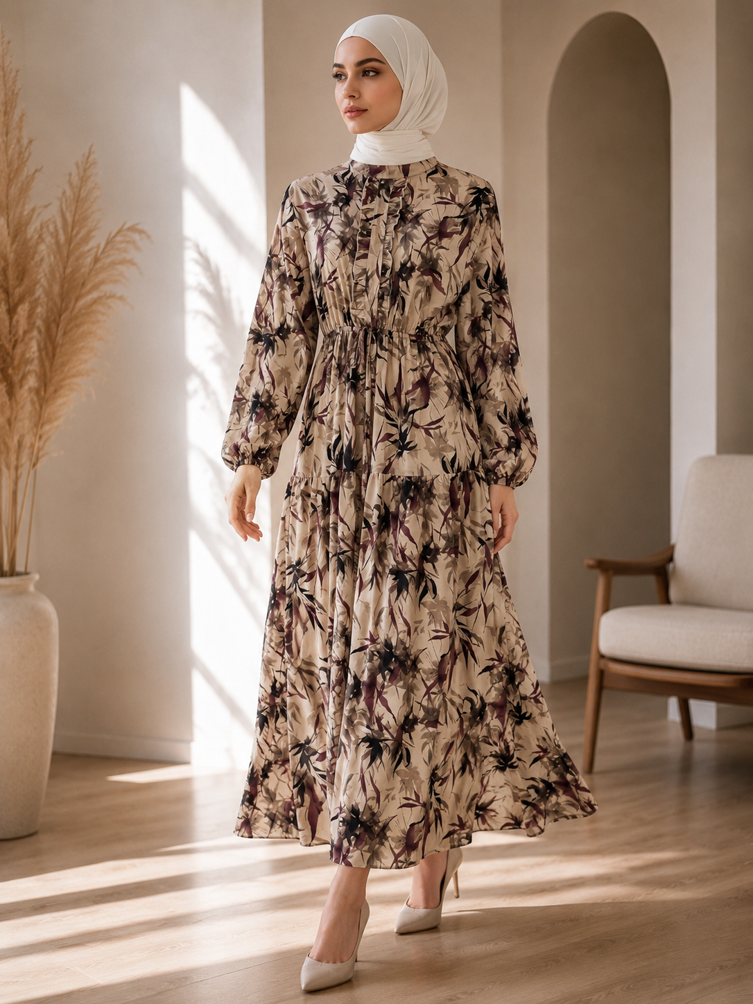 Silky Floral Printed Dress