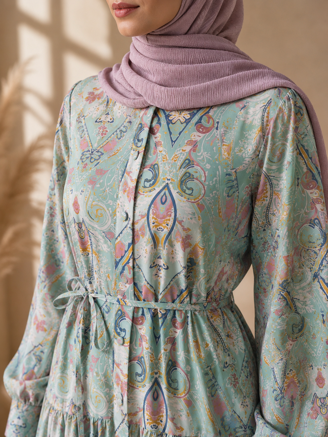 Paisley-Inspired Printed Dress