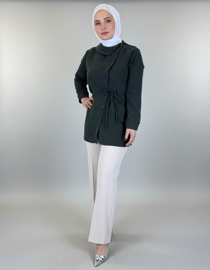 Stylish Asymmetrical-Button Top