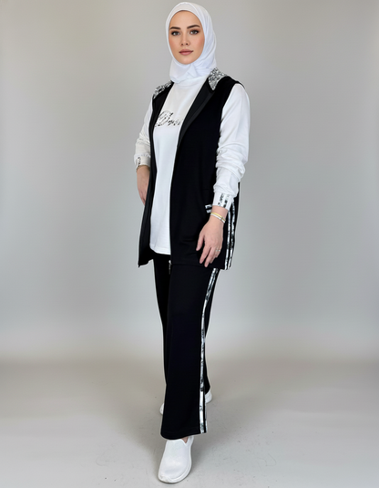 3-Piece Zip-Up Hoodie Vest Set