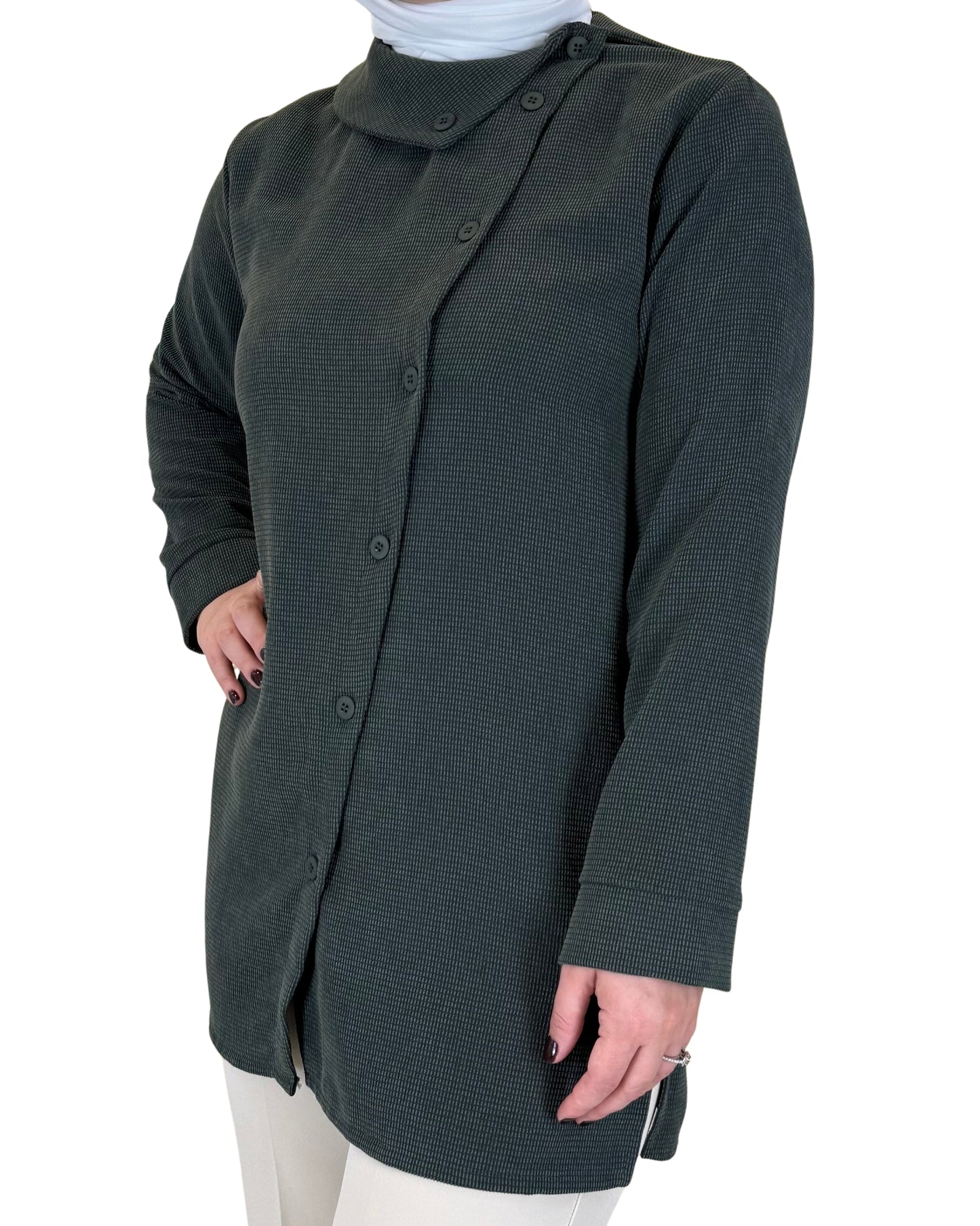 Stylish Asymmetrical-Button Top