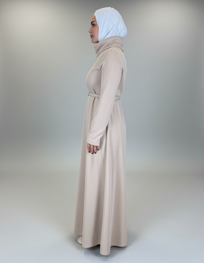 Elegant High-Neck Corduroy Dress