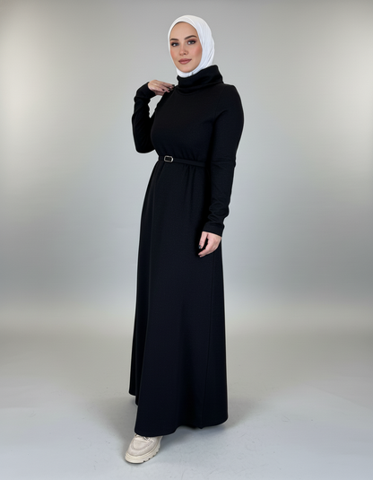 Elegant High-Neck Corduroy Dress