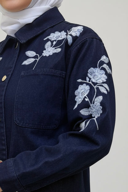 Stitched Floral Jeans Jacket