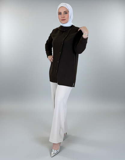 Stylish Asymmetrical-Button Top