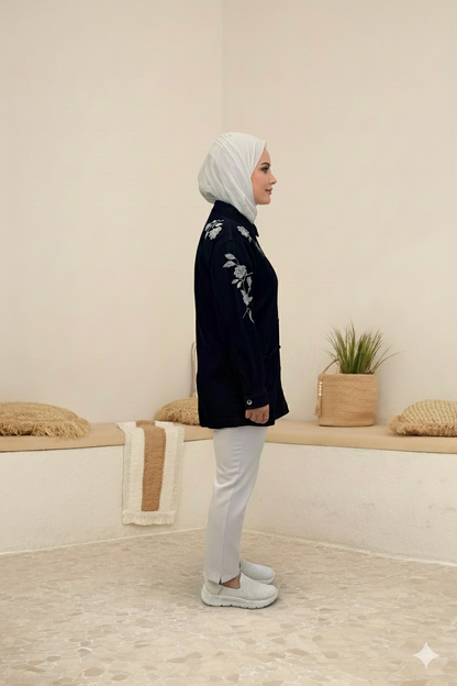 Stitched Floral Jeans Jacket