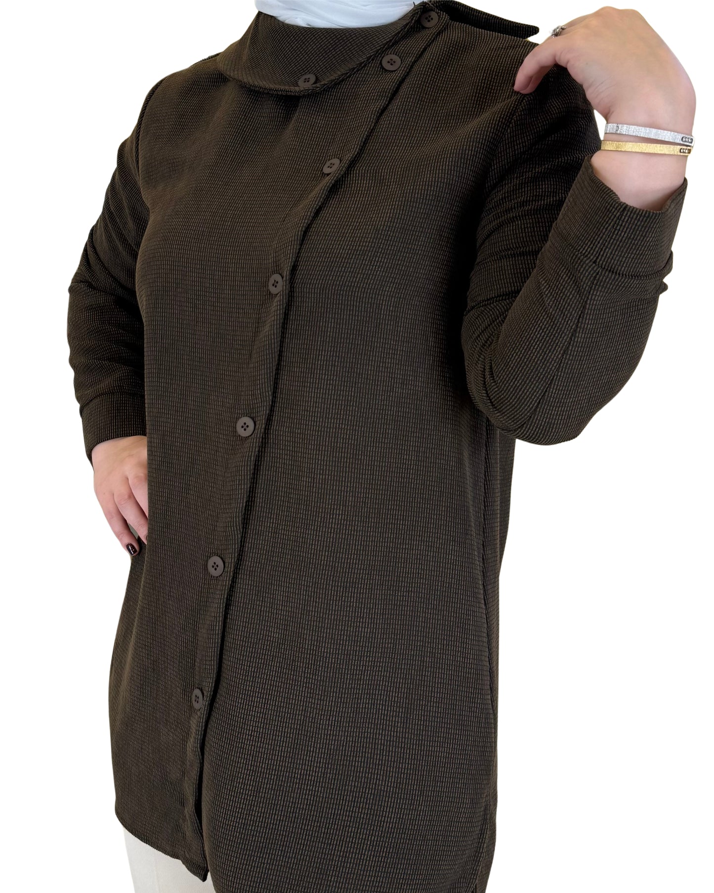 Stylish Asymmetrical-Button Top