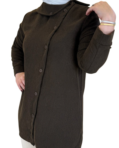 Stylish Asymmetrical-Button Top