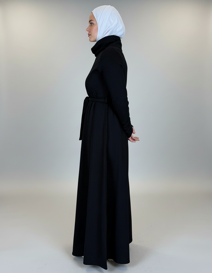 Elegant High-Neck Corduroy Dress