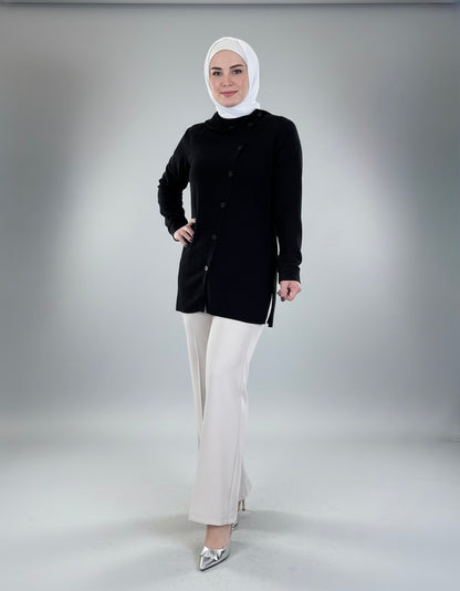 Stylish Asymmetrical-Button Top