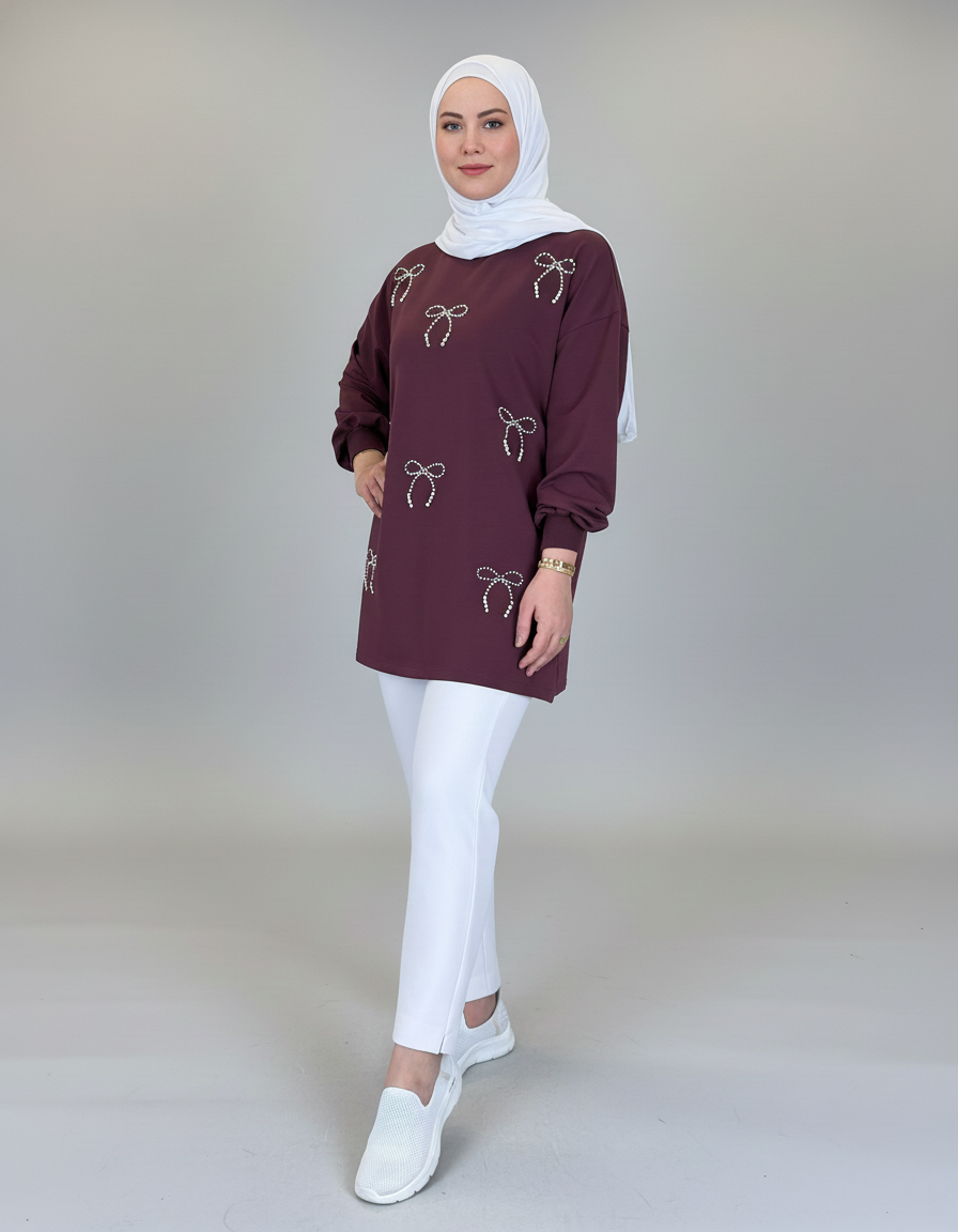 Pearl Bow Cotton Top