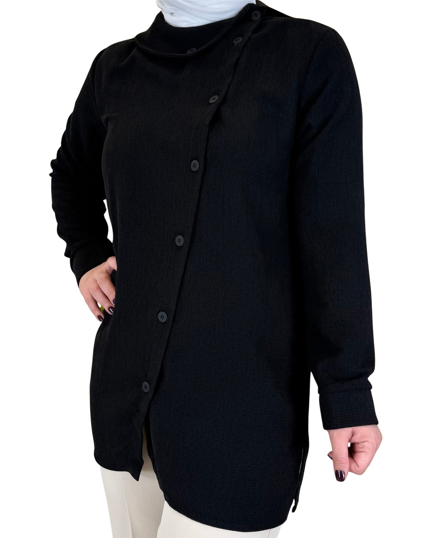 Stylish Asymmetrical-Button Top