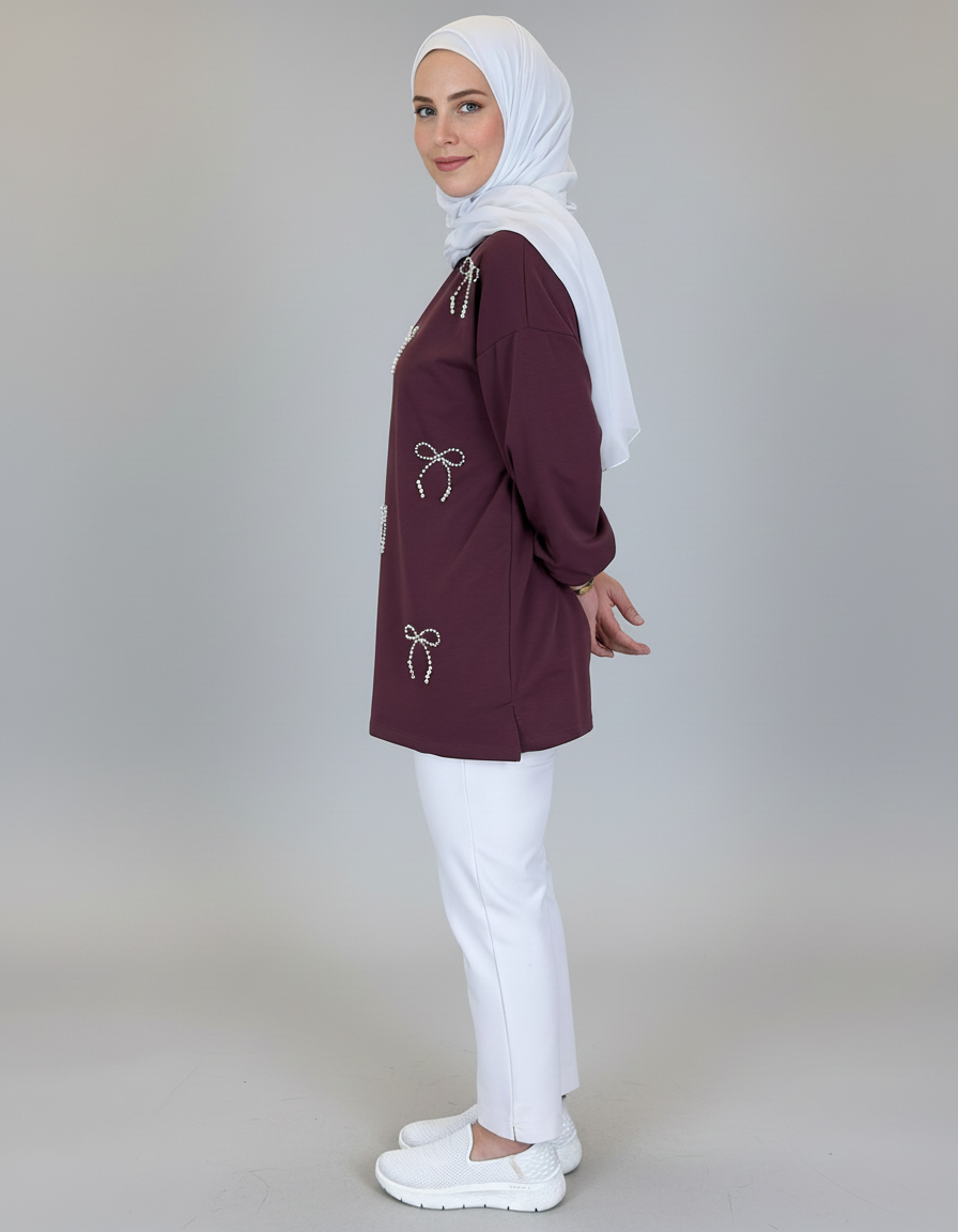 Pearl Bow Cotton Top