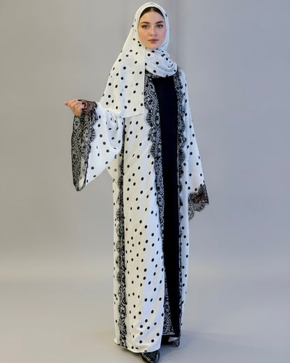 2-Piece Dantel Polka Abaya