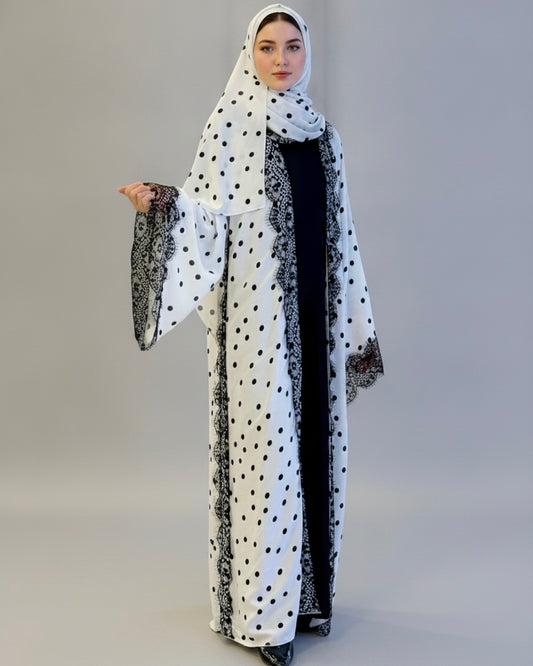 2-Piece Dantel Polka Abaya