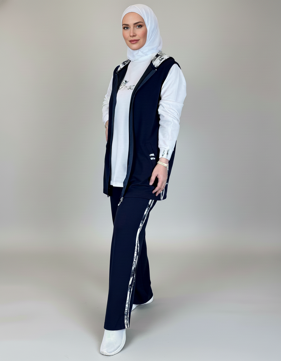 3-Piece Zip-Up Hoodie Vest Set