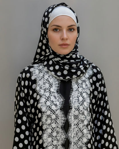 2-Piece Dantel Polka Abaya