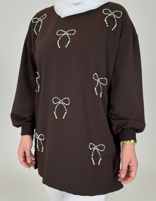 Pearl Bow Cotton Top