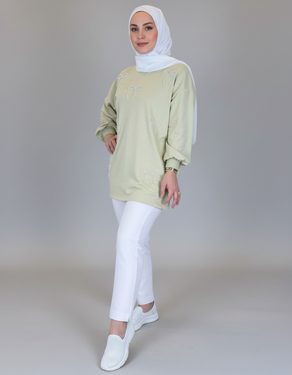 Pearl Bow Cotton Top
