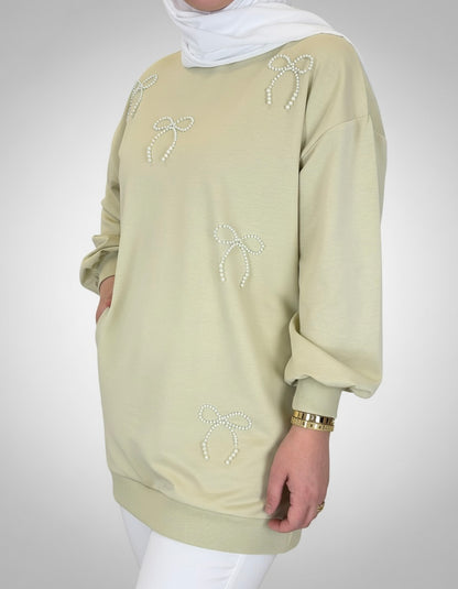 Pearl Bow Cotton Top