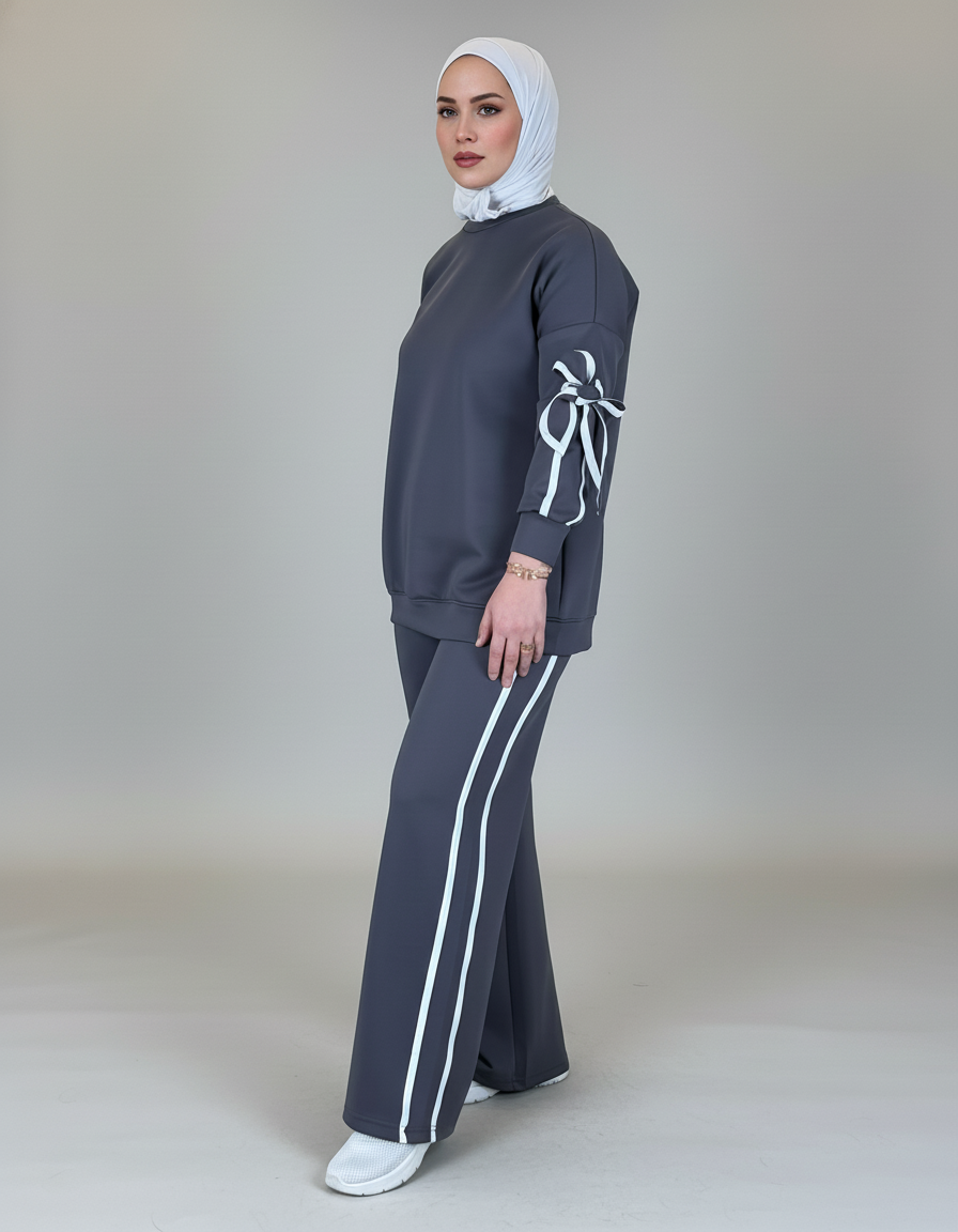 Arm-Ribbon Closed Spongy Tracksuit
