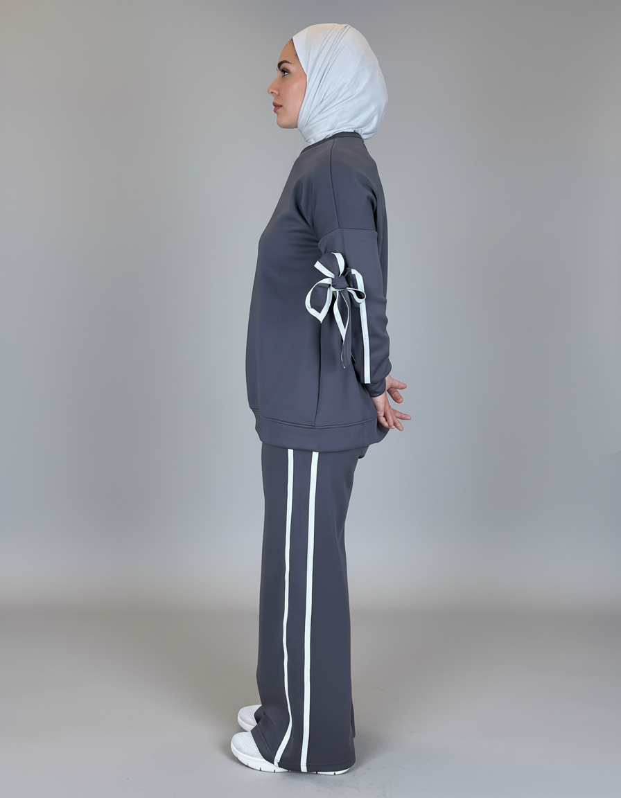 Arm-Ribbon Closed Spongy Tracksuit