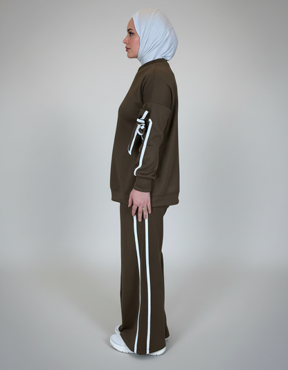 Arm-Ribbon Closed Spongy Tracksuit