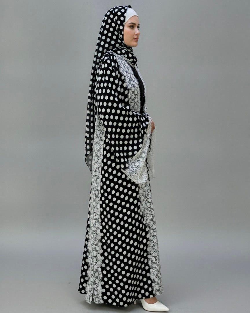 2-Piece Dantel Polka Abaya