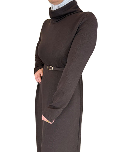 Elegant High-Neck Corduroy Dress