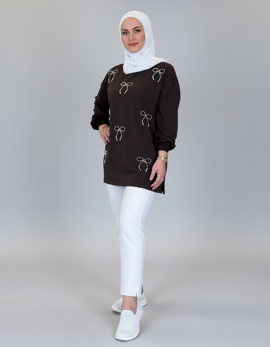 Pearl Bow Cotton Top