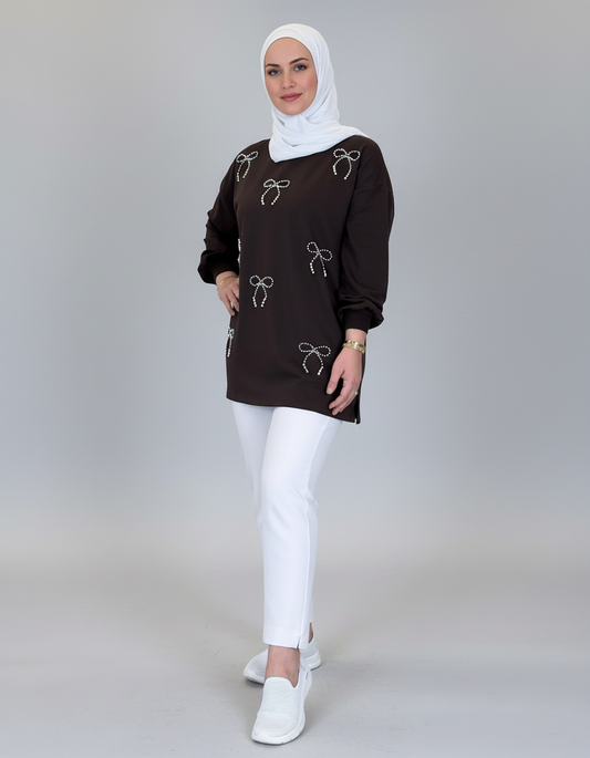 Pearl Bow Cotton Top