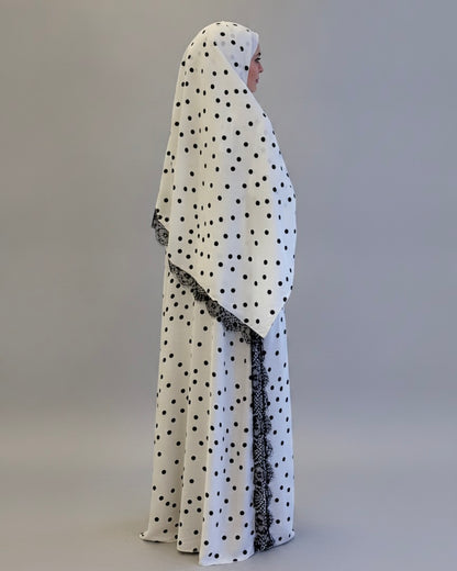 2-Piece Dantel Polka Abaya