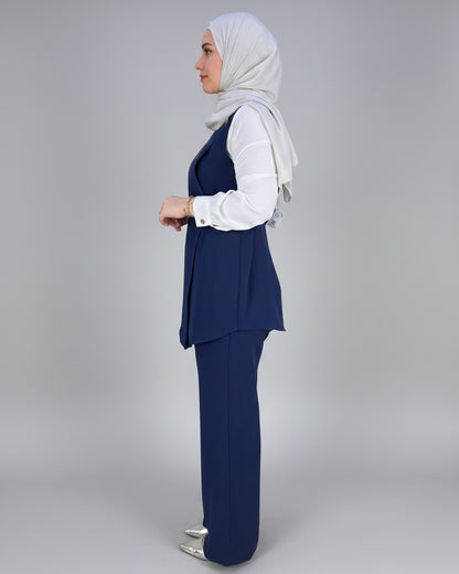 3-Piece Asymmetric Belted Vest Set