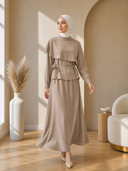 Shoulder Overlay Skirt Set