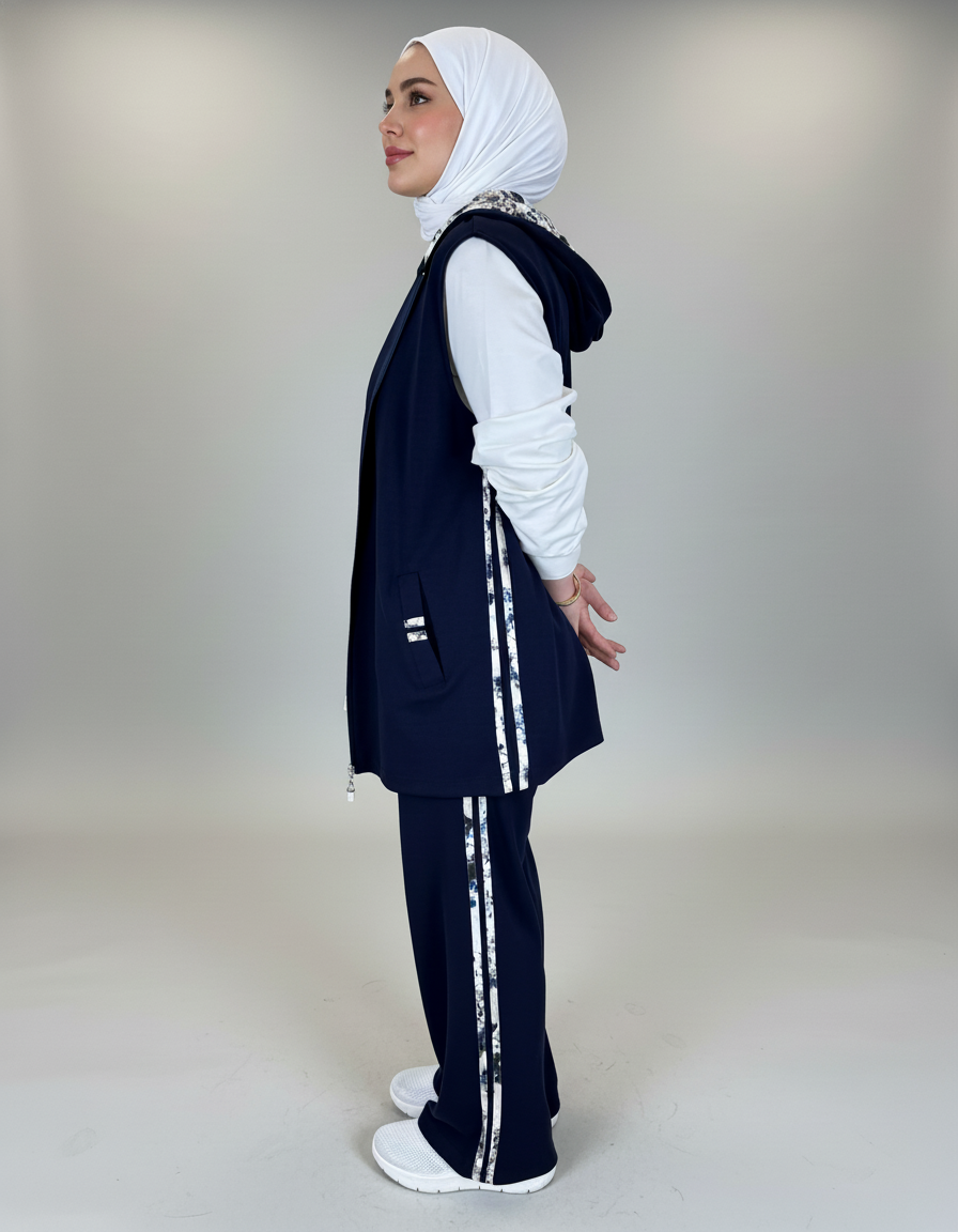 3-Piece Zip-Up Hoodie Vest Set