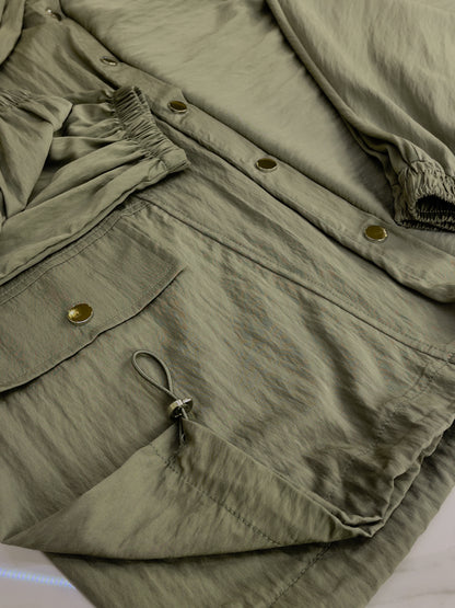 Snap-Buttoned Hoodie Skirt Set