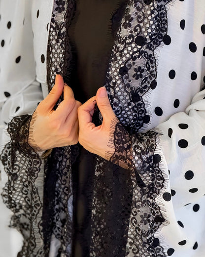 2-Piece Dantel Polka Abaya