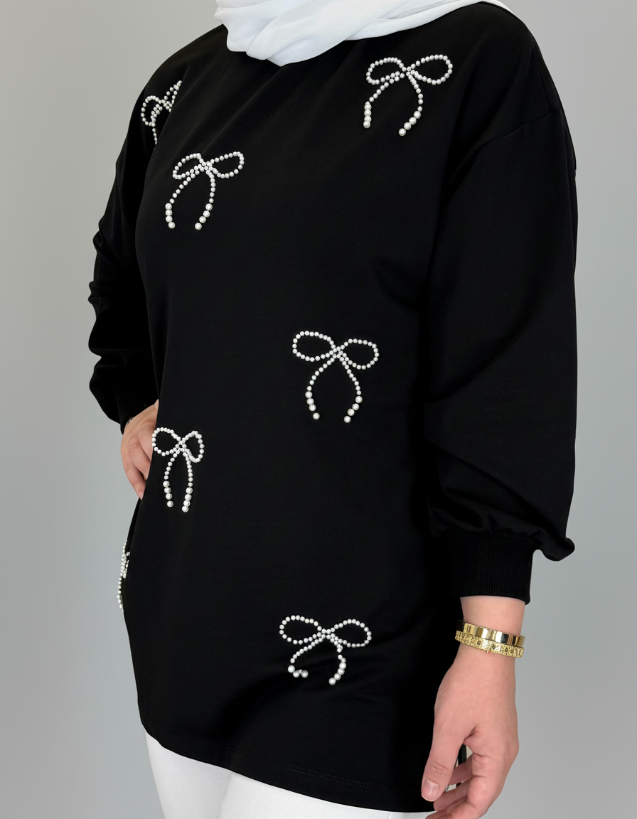 Pearl Bow Cotton Top