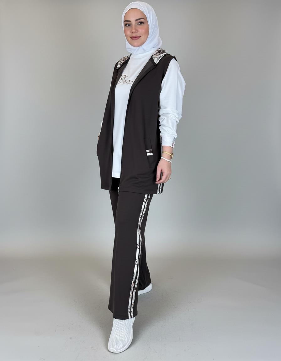 3-Piece Zip-Up Hoodie Vest Set