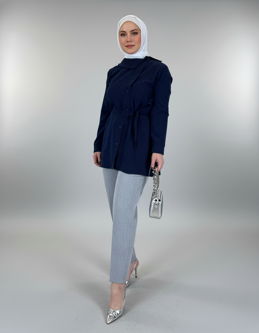 Stylish Asymmetrical-Button Top