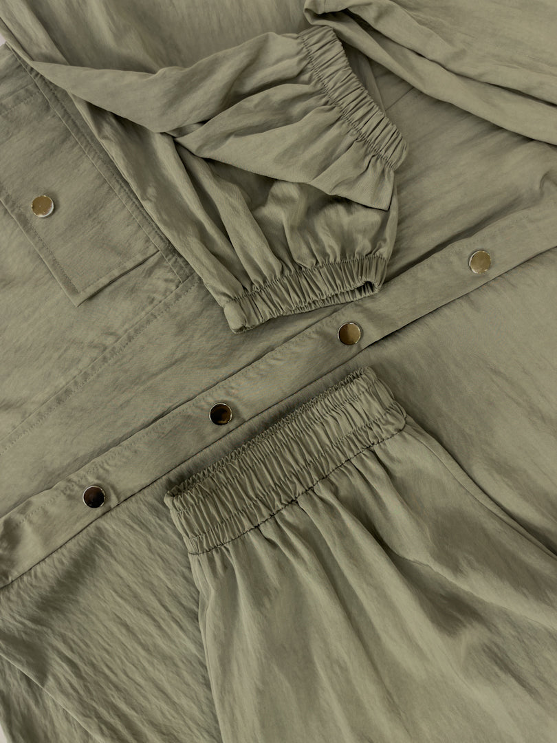 Snap-Buttoned Hoodie Skirt Set