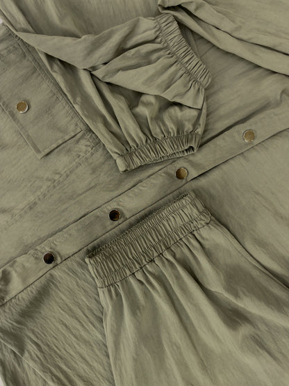 Snap-Buttoned Hoodie Skirt Set