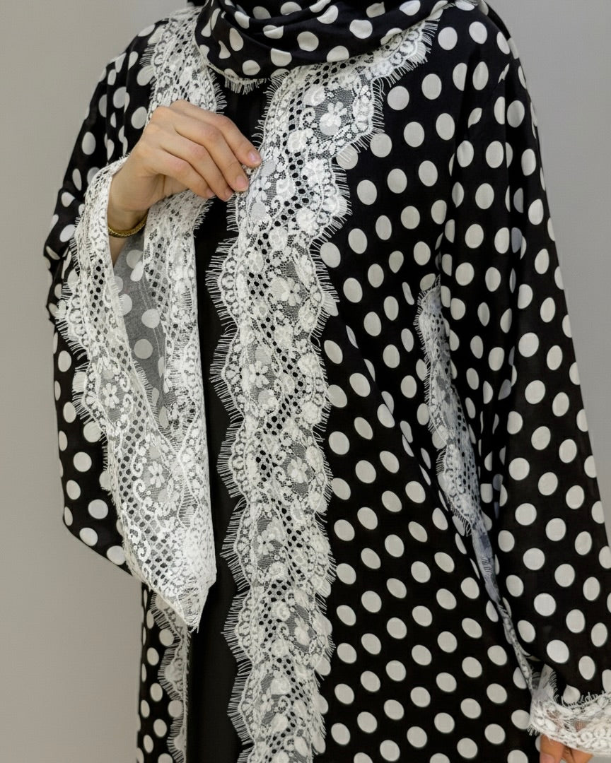 2-Piece Dantel Polka Abaya