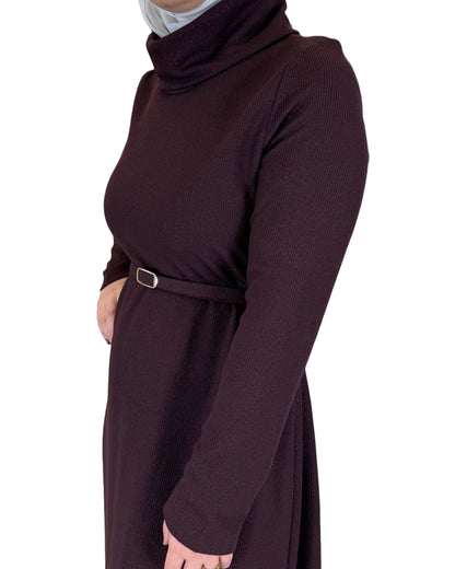 Elegant High-Neck Corduroy Dress