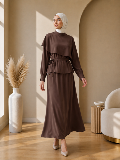 Shoulder Overlay Skirt Set