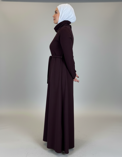 Elegant High-Neck Corduroy Dress