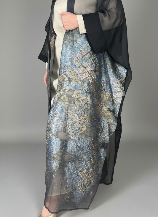 2-Piece Blue Earth Tone Bisht Abaya