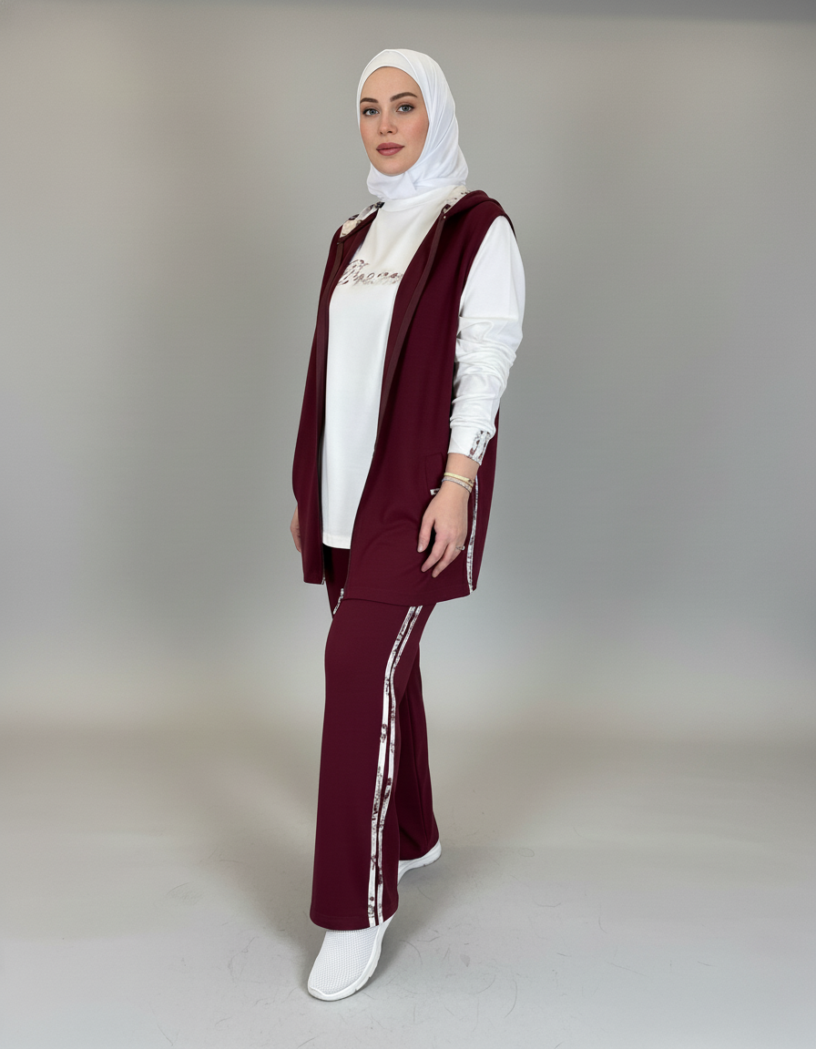 3-Piece Zip-Up Hoodie Vest Set