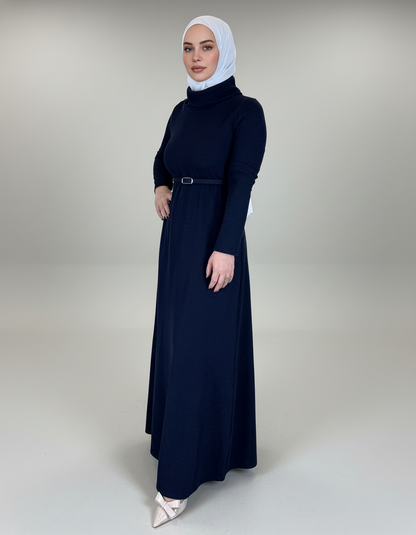 Elegant High-Neck Corduroy Dress